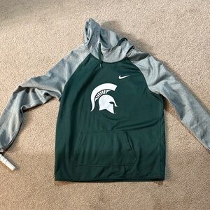 Nike Green and Gray Hoodie with Spartan Emblem